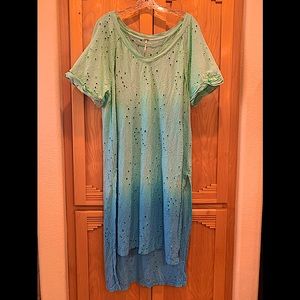 FREE PEOPLE “Big Wave Combo” DRESS  S  Turq Ombré